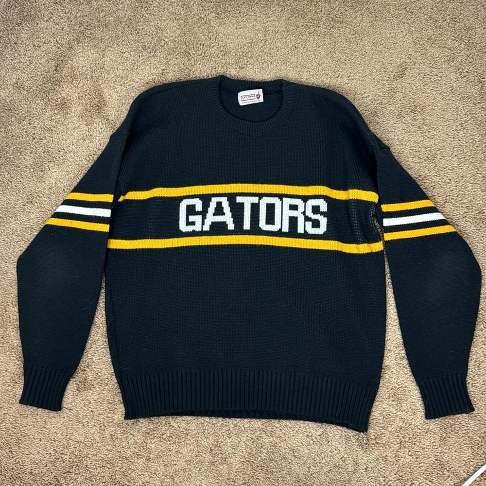 Vintage 80s Cliff Engle Sweater Varsity Crewneck Crew Knit Sports Team Gators‎